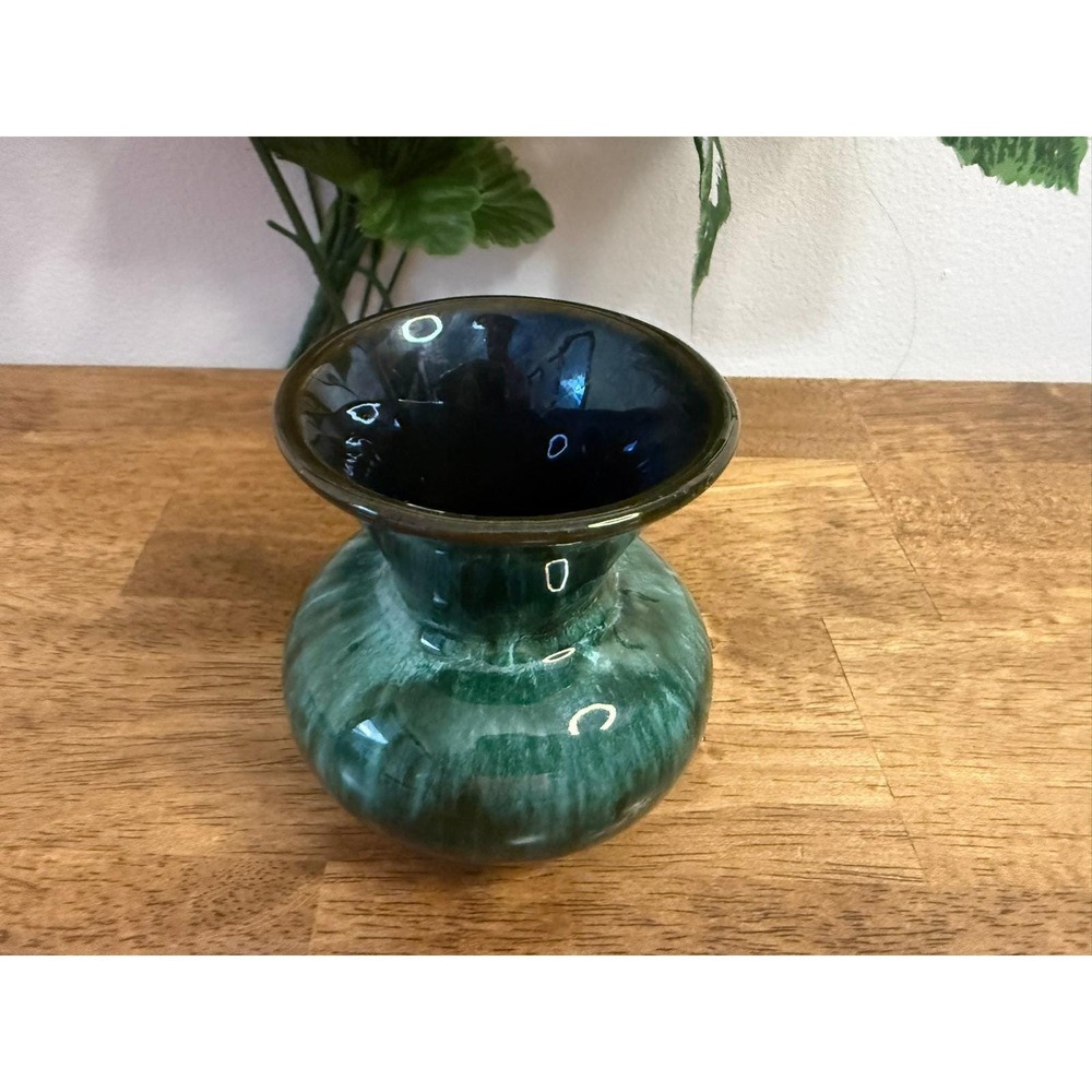 Vintage Blue Mountain Pottery Green Black Drip Vase Canadian MCM Studio Art - Picture 5 of 10